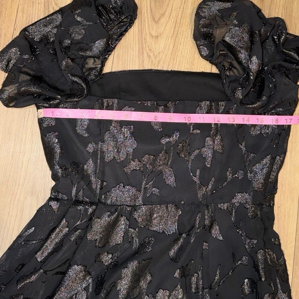 House of Harlow 1960 x Revolve Black Metallic Floral Puff Sleeve Mini Dress M - Picture 6 of 8